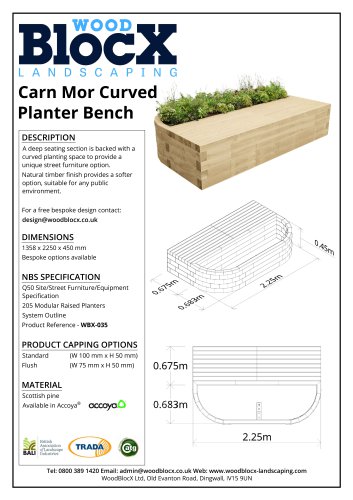 Carn Mor Curved Planter Bench