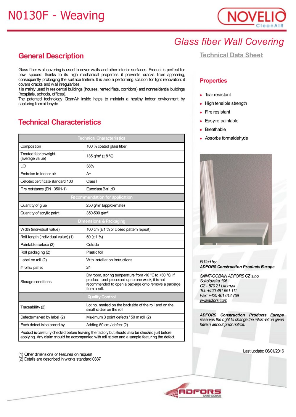 GV130CM-Deco Veil Prepainted Mold-X - Saint-Gobain Adfors Europe