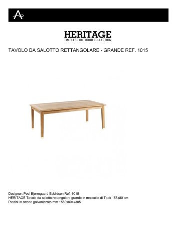 TAVOLO DA SALOTTO RETTANGOLARE - GRANDE REF. 1015