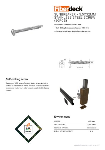 Sunbreaker - 5,5x32mm Stainless steel Screw 