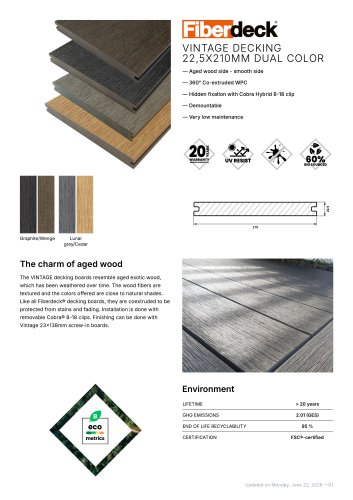 VINTAGE decking 22,5x210mm dual color