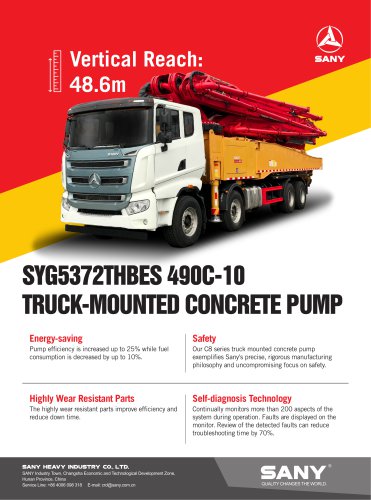 Truck-mounted Concrete Pump- SYG5372THBES 490C-10