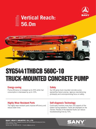 Truck-mounted Concrete Pump- SYG5441THBCB 560C-10