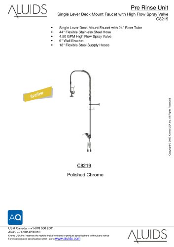 Single Lever Deck Mount Faucet with High Flow Spray Valve C8219