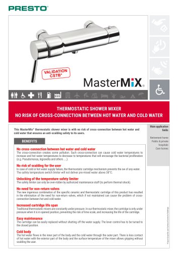 MasterMix - Thermostatic mixer tap no risk of cross-connection between hot and cold water