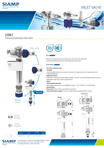 2 EN 1 Universal hydraulic inlet valve