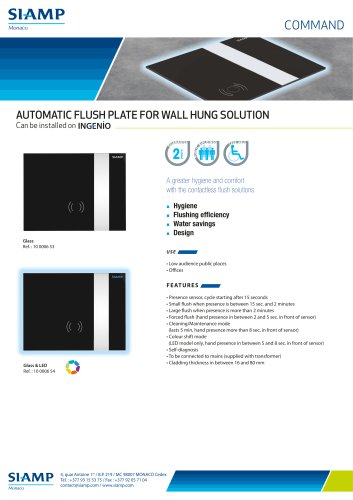 AUTOMATIC FLUSH PLATE FOR WALL HUNG SOLUTION