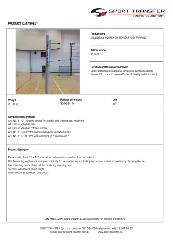 VOLLEYBALL POSTS FOR SCHOOLS AND TRAINING