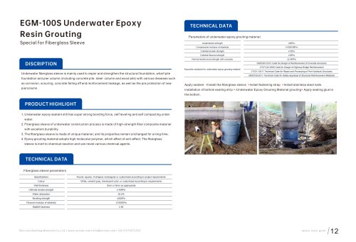 Leak-proofing resin grouting system Underwater Epoxy  Resin Grouting-EGM-100S