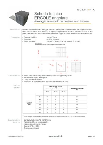 Scheda tecnica ERCOLE angolare