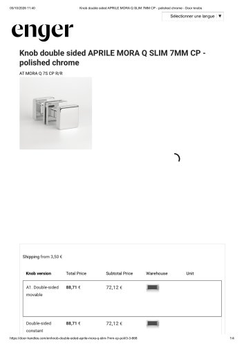 Knob double sided APRILE MORA Q SLIM 7MM CP - polished chrome