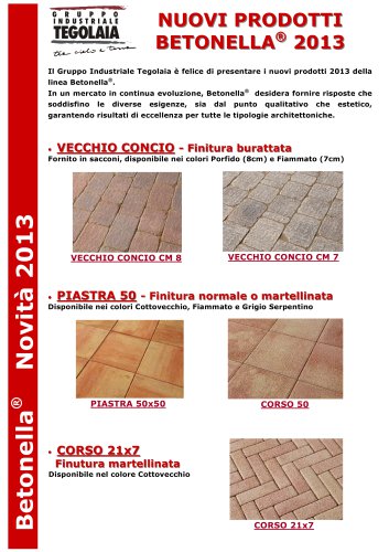 NUOVI PRODOTTI  BETONELLA® 2013