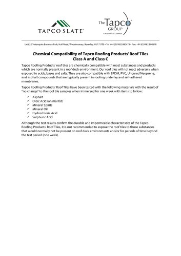 Tapco Chemical Compatibility