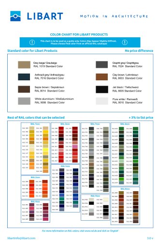 Standard color for Libart Products