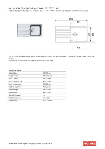 Ascona ASX 611-100 Stainless Steel | 101.0277.130