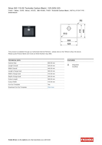 Sirius SID 110-50 Tectonite Carbon Black | 125.0252.223