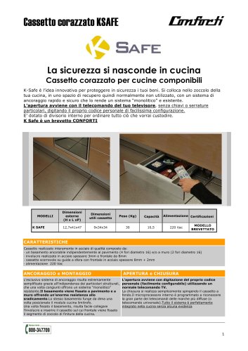 CONFORTI: K SAFE cassetto corazzato per cucina