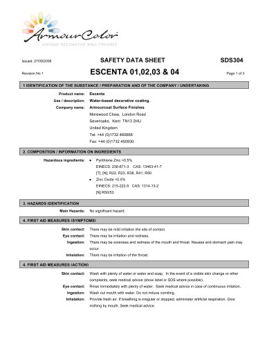 Escenta safety data sheet