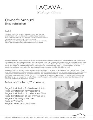 Owner’s Manual Sinks Installation