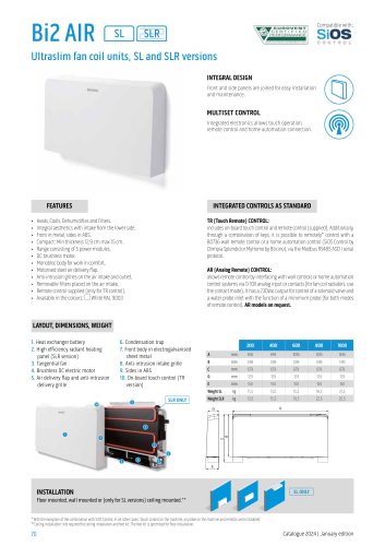 Ultraslim fan coil units, SL and SLR versions