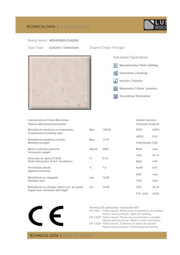 TECHNICAL DATA BY LUSOROCHAS MOLEANOS CLASSIK BEGE