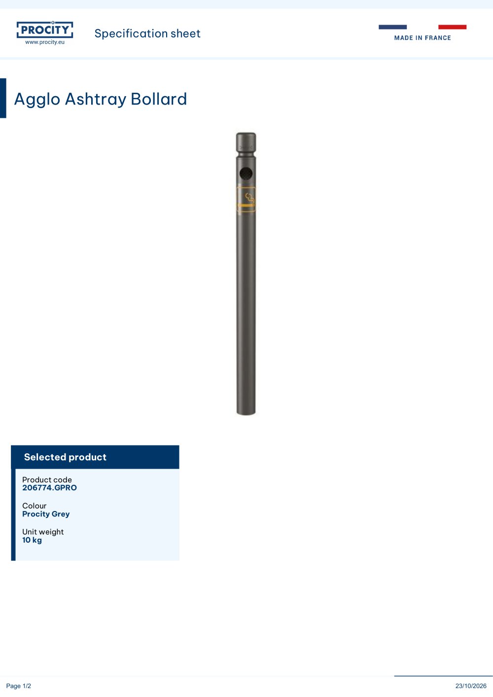 Agglo Ashtray Bollard - PROCITY
