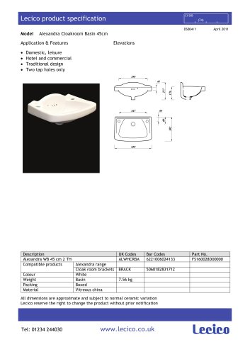 Alexandra Cloakroom Basin 45cm