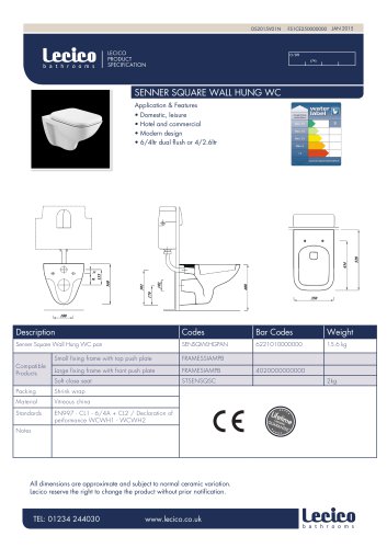 SENNER SQUARE WALL HUNG WC