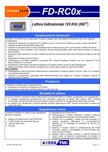 FD-RCOx  Lettore bidirezionale 125 KHz (HID®)