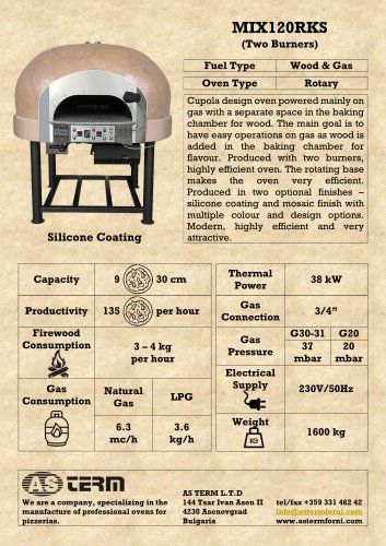 Wood & Gas Rotary Oven: MIX120RKS (2 Burners)