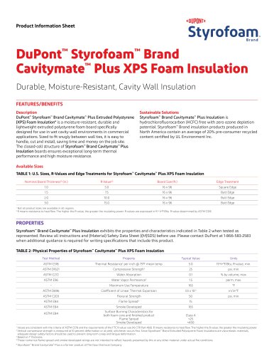 DuPont™ Styrofoam™ Brand Cavitymate™ Plus XPS Foam Insulation