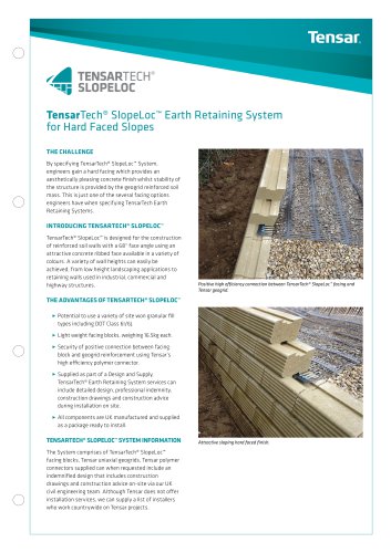 TensarTech SlopeLoc Earth Retaining System for Hard Faced Slopes