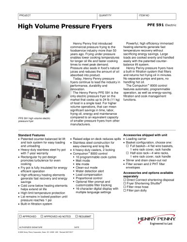 PFE 591 High Volume Electric Pressure Fryer