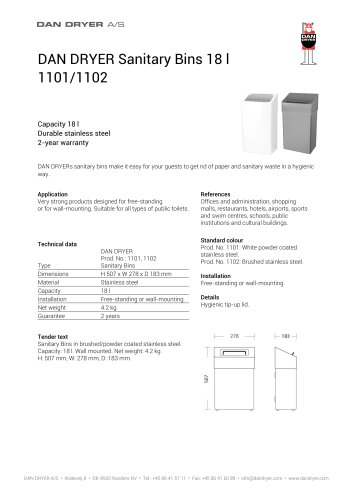 DAN DRYER Sanitary Bins 18 l 1101/1102