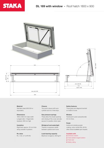 Roof access hatch DL189 with window - Roof hatch (1800 x 900)