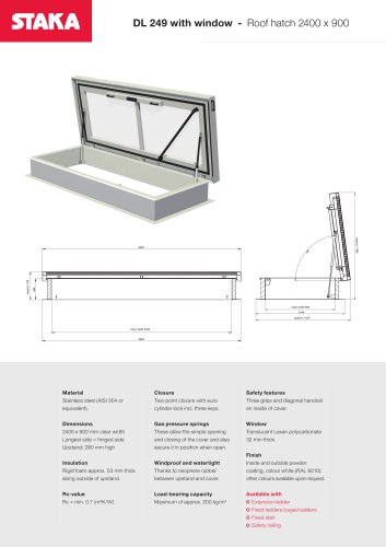 Roof access hatch DL249 with window - Roof hatch (2400 x 900)