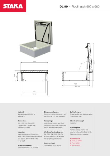 Roof access hatch DL99 (900x900)