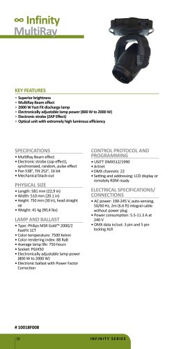 Infinity MultiRay - Infinity MultiRay Specifications